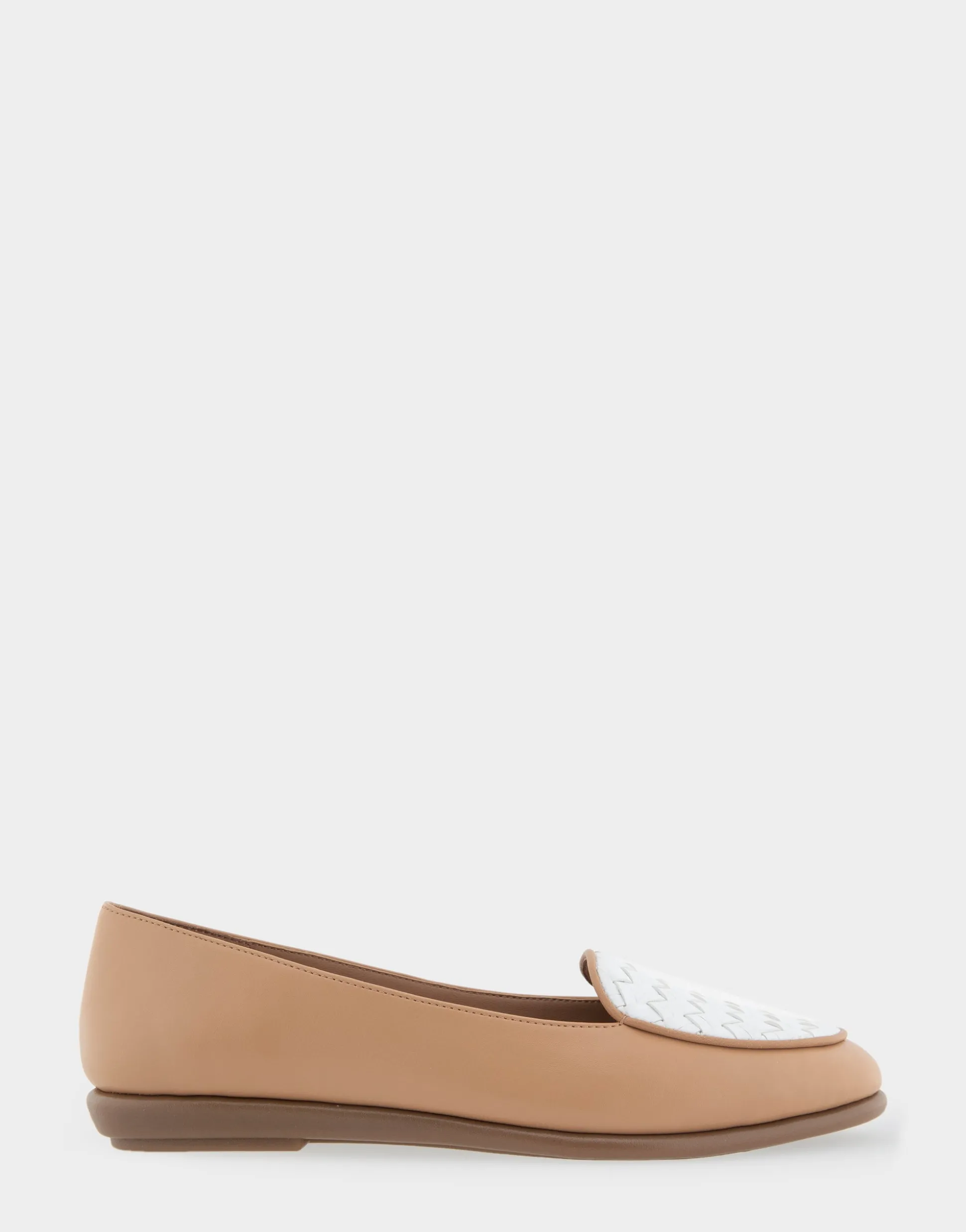 Comfortable Women's Woven Plug Loafer in Doe Faux Leather