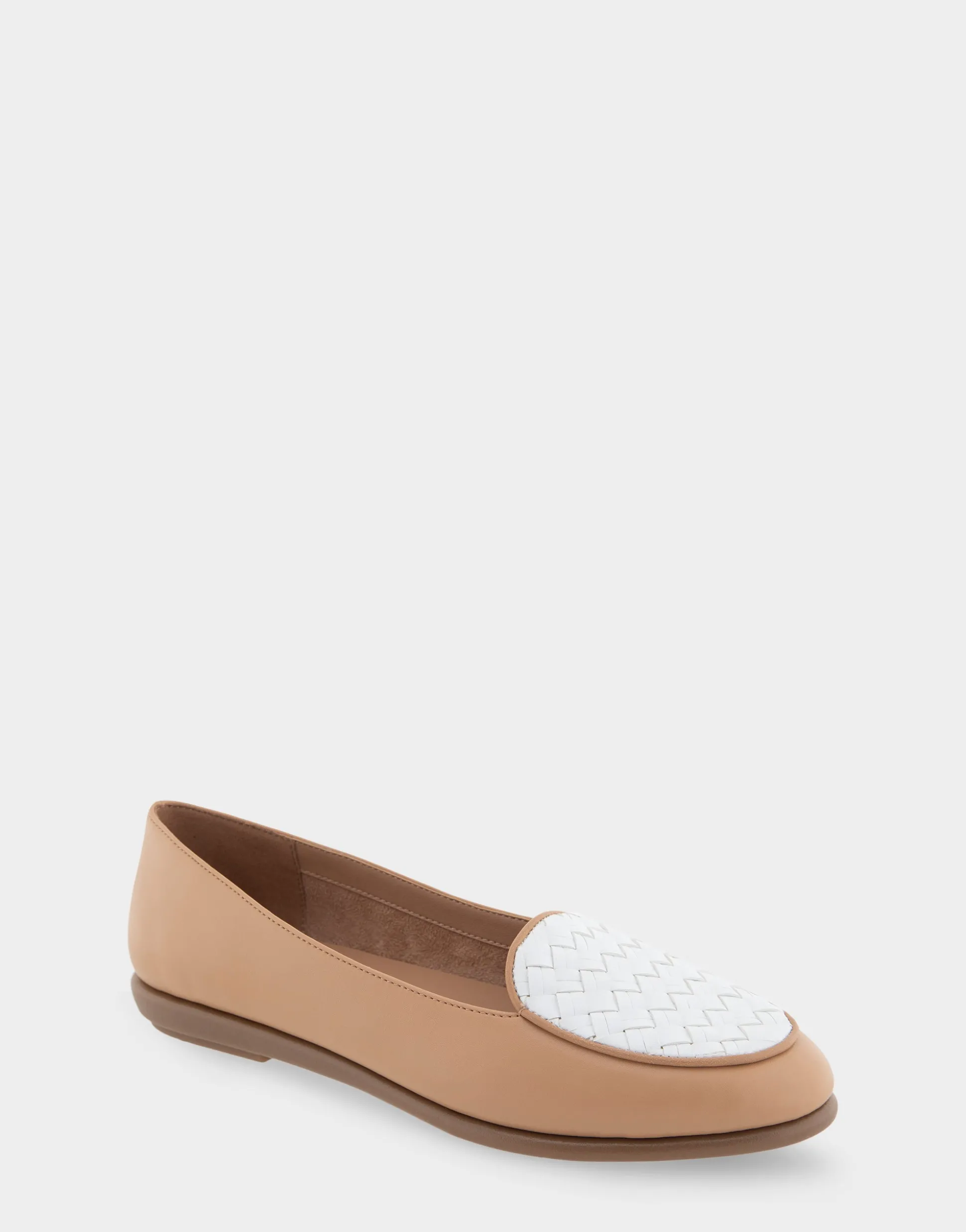 Comfortable Women's Woven Plug Loafer in Doe Faux Leather