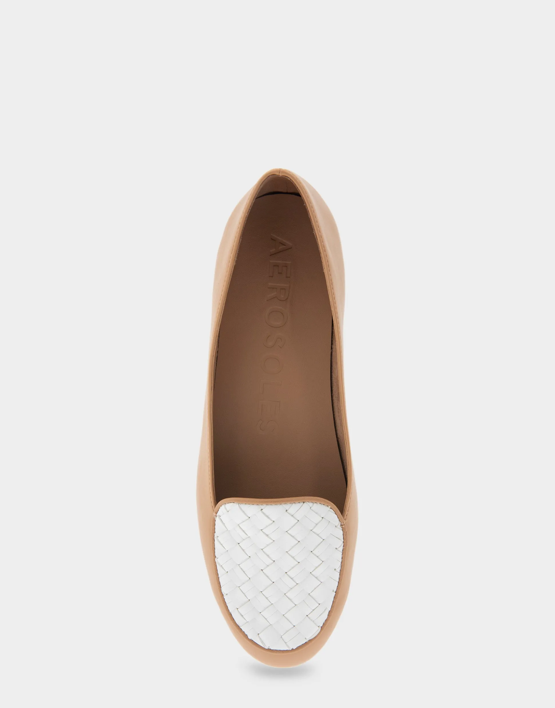 Comfortable Women's Woven Plug Loafer in Doe Faux Leather