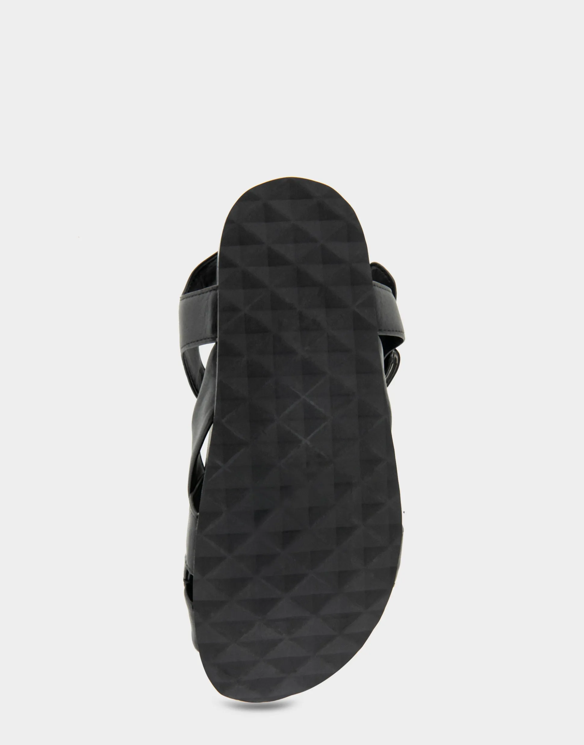 Comfortable Women's Woven Fisherman Footbed Sandal in Black Leather