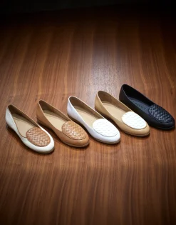 Comfortable Women's Woven Plug Loafer in Doe Faux Leather